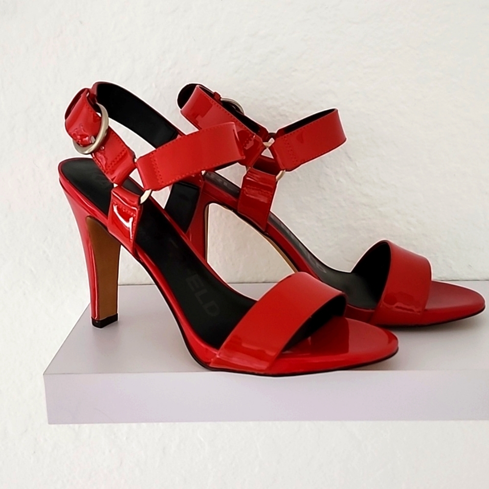 Karl Lagerfeld Paris Women's NIB Cieone Red Patent Leather Sandals. Size 9.5M - Picture 4 of 13